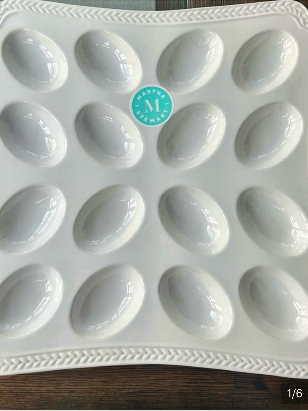 Martha Stewart Ceramic Deviled Egg Serving Platter 16 Egg White Serving Tray